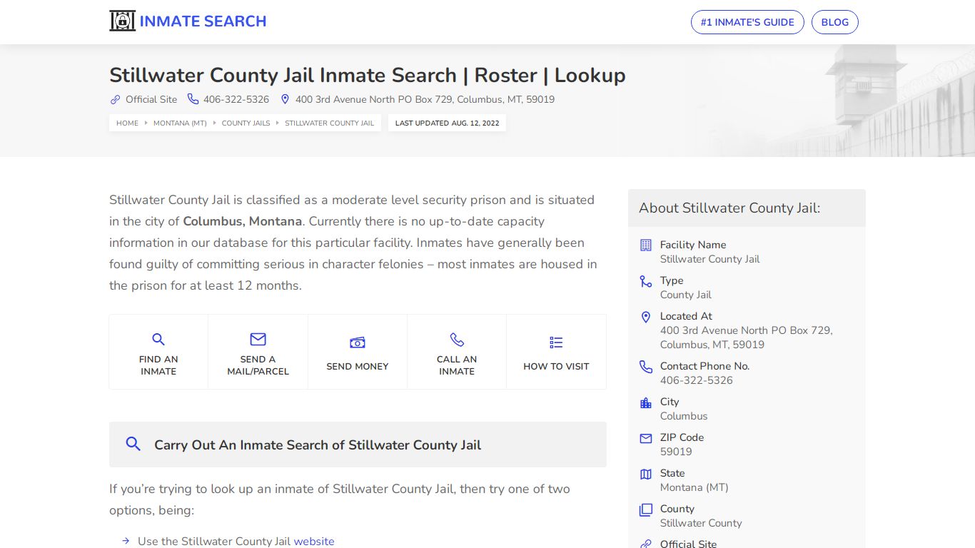 Stillwater County Jail Inmate Search | Roster | Lookup